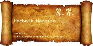 Machnik Nanetta névjegykártya